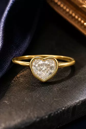 Gold plated heart shaped solitaire ring