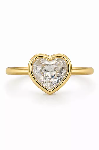 Gold plated heart shaped solitaire ring