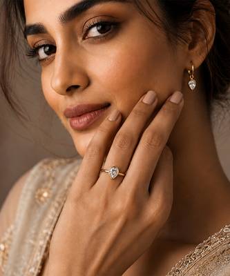 Gold plated pear shaped solitaire ring 1