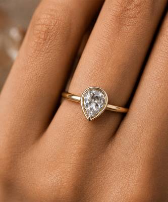 Gold plated pear shaped solitaire ring 2