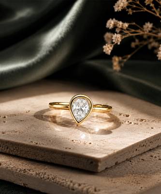 Gold plated pear shaped solitaire ring 3