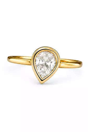 Gold plated pear shaped solitaire ring