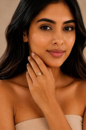 Gold plated oval stone metallic ring