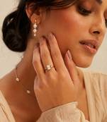 Gold plated emerald cut metallic ring