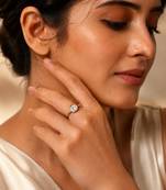 Gold plated metallic round solitaire ring