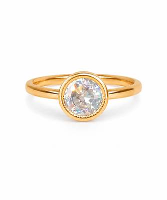 Gold plated metallic round solitaire ring 4