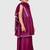Purple lace rayon flared kurta pant with chiffon dupatta set