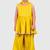 Yellow lace rayon flared kurta pant with chiffon dupatta set