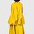 Yellow lace rayon flared kurta pant with chiffon dupatta set
