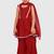 Maroon lace rayon flared kurta pant with chiffon dupatta set