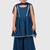 Blue lace rayon flared kurta pant with chiffon dupatta set