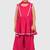 Pink lace rayon flared kurta pant with chiffon dupatta set