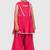 Pink lace rayon flared kurta pant with chiffon dupatta set