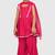 Pink lace rayon flared kurta pant with chiffon dupatta set