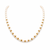 Pearl necklace set with gold-tone spacer rings, white oval freshwater pearls, round stud earrings included