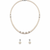 Freshwater pearl necklace and earring set, white, with crystal rondelle accents, 17 inch.