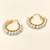 Pearl hoop earrings, gold, freshwater pearl, 20 mm, huggie style, white
