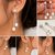 Silver drop earrings with dual freshwater pearls and cz stud, white, dangle style