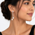 Silver drop earrings with dual freshwater pearls and cz stud, white, dangle style