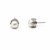 Pearl stud earrings, white freshwater pearl, silver-tone crown setting, classic elegant jewellery.