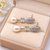 Pearl drop earrings, silver tone, freshwater pearl with cubic zirconia marquise stud, elegant bridal style