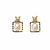 Freshwater baroque pearl stud earrings, gold-toned square frame with crystal zirconia, elegant jewellery