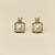 Freshwater baroque pearl stud earrings, gold-toned square frame with crystal zirconia, elegant jewellery