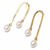 Gold-tone hammered arc drop earrings with freshwater pearl dangles, elegant stud style