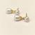 Double pearl drop earrings, white freshwater pearl stud with teardrop dangle, gold-tone setting