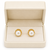 Pearl stud earrings, white freshwater pearl, gold-tone crown setting, classic elegant style.
