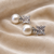 Pearl and square cubic zirconia stud earrings, silver tone, elegant bridal style