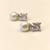 Pearl and square cubic zirconia stud earrings, silver tone, elegant bridal style