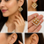 Gold-toned pearl drop earrings, diamond grid design with cz stud, dangling pearl chandelier style