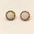 Round pearl cluster stud earrings with ruby, emerald and diamond accents, gold-toned, traditional indian style