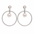 Pearl stud hoop drop earrings, silver tone alloy with imitation pearls, post & push back, 4.2 cm