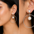 Pearl stud hoop drop earrings, silver tone alloy with imitation pearls, post & push back, 4.2 cm