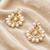 Freshwater pearl wreath drop earrings, white, gold-tone circular hoop, bridal wedding jewellery