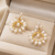 Freshwater pearl wreath drop earrings, white, gold-tone circular hoop, bridal wedding jewellery