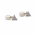 Pearl drop earrings with triangle cz crystal stud, silver tone, freshwater pearl dangle