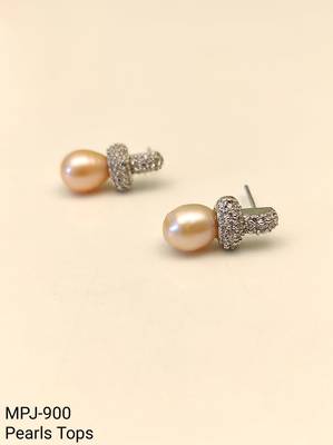 Freshwater pearl drop earrings, pink, crystal pavé cross stud, elegant bridal jewellery 4
