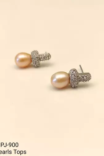 Freshwater pearl drop earrings, pink, crystal pavé cross stud, elegant bridal jewellery