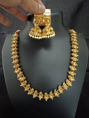 Gold white cz 2 way wear necklace with 2 sets earrings 2