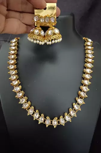 Pink green white cz 2 way wear necklace with 2 sets earrings