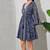 Paisley print work  v-neck fit & flare short dress with full sleeves  women western wear dress , printed poly muslin