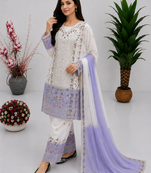Light Lavender Color Embroidery And Sequince Work Georgette Salwar Suit