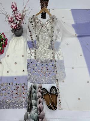 Light Lavender Color Embroidery And Sequince Work Georgette Salwar Suit 3