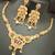 Green pink round flower cz stones brass rajwadi jewellery set