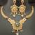 Green pink round cz stones brass rajwadi jewellery set