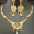 Green pink round cz round mango stones brass rajwadi jewellery set