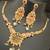 Green pink round cz uncut stones brass rajwadi jewellery set